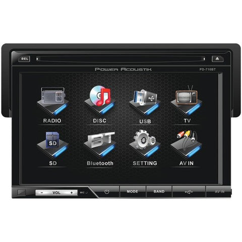 Power Acoustik PD-710B 7-In. Car In-Dash Unit, Single-DIN with LCD Touchscreen, DVD Receiver, and Bluetooth