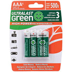 Ultralast ULGHP4AAA Green High-Power Rechargeables AAA NiMH Batteries (4 Pack)