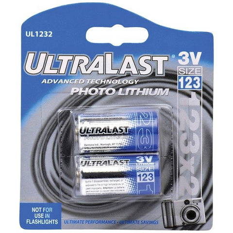 Ultralast UL1232 UL1232 CR123-A 3-Volt Photo Lithium Batteries, 2 pk