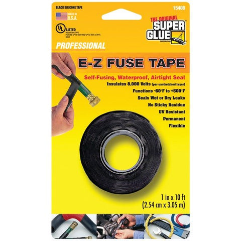 The Original SuperGlue 15408 E-Z Fuse Tape, 1 In. x 10 Ft., Black