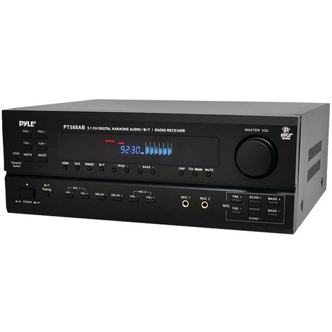 Pyle PT588AB Bluetooth 5.1-Channel Home Stereo Karaoke Receiver with Built-in Preamp, PT588AB