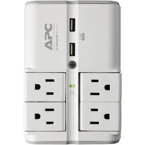 APC PE4WRU3 Essential SurgeArrest 4-Rotating-Outlets Wall Tap with 2 USB Charging Ports
