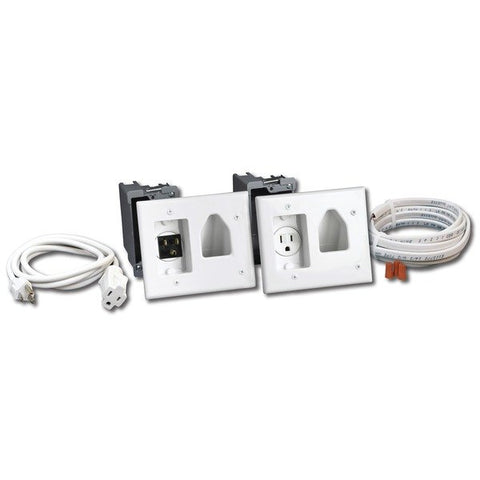 DataComm Electronics 50-3323-WH-KIT Flat Panel TV Cable Organizer Kit with Power Solution
