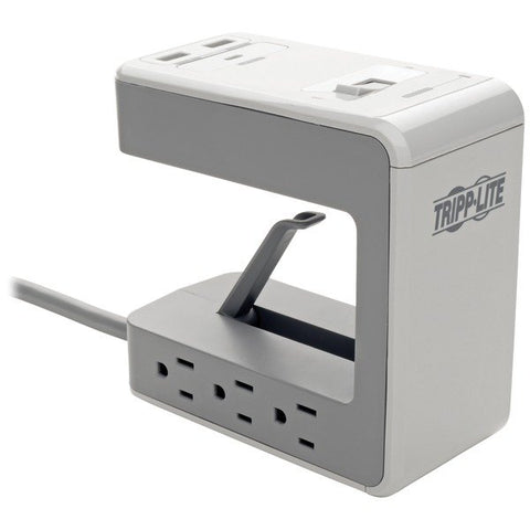 Tripp Lite TLP648USBC Protect It! 6-Outlet Surge Protector Desk Clamp with 2 USB Ports & 1 USB-C Port, 8 ft. Cord