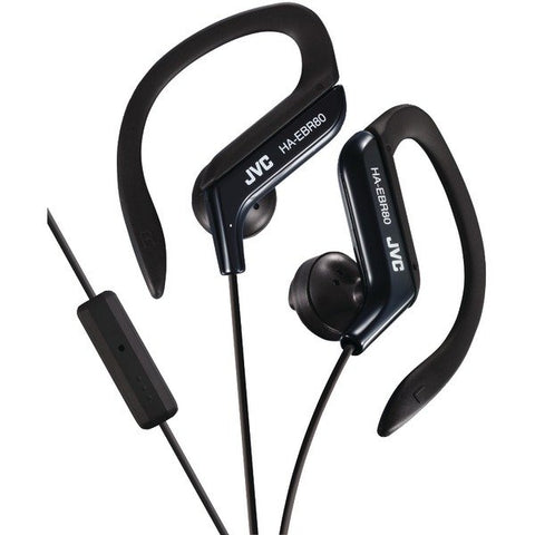 JVC HAEBR80B Sport In-Ear Ear Clip Sport Headphones with Microphone and Remote, HA-EBR80 (Black)