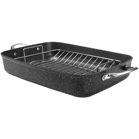THE ROCK by Starfrit 060325-002-0000 17" Roaster with Rack & Stainless Steel Handles