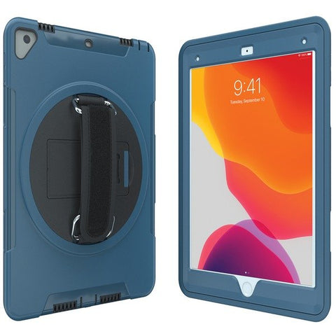 CTA Digital PAD-PCGK10B Protective Case with Built-in 360? Rotatable Grip Kickstand for iPad (Blue)