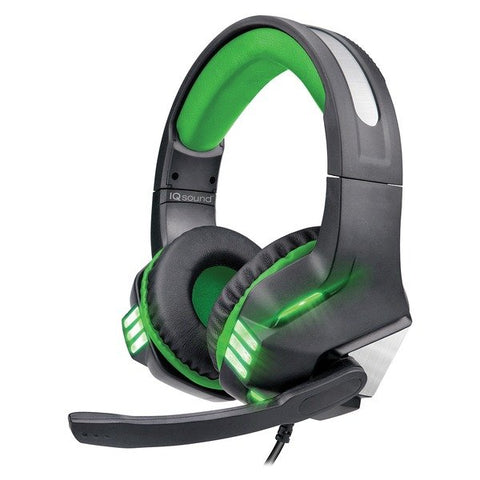 IQ Sound IQ-480G - GREEN Pro-Wired Gaming Headset with Lights (Green)