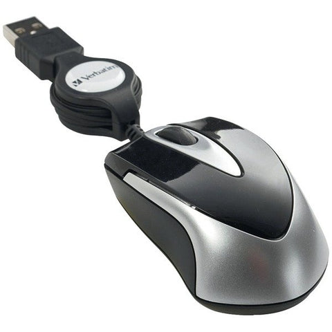 Verbatim 97256 Metro Series Corded Optical Computer Mouse, Mini Travel, 3 Buttons, USB 2.0 (Black)