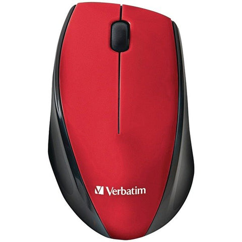 Verbatim 97995 Cordless Blue-LED Computer Mouse, Multi-Trac, 3 Buttons, 2.4 GHz (Red)