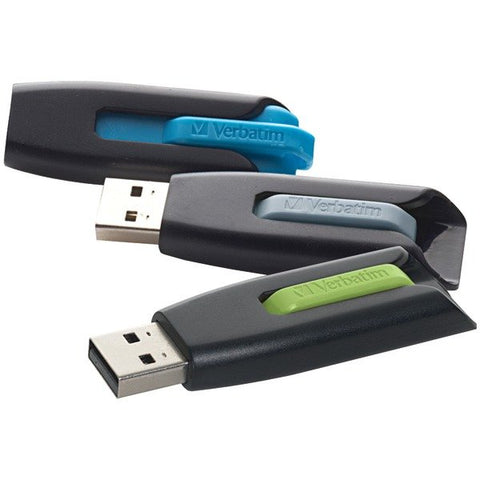 Verbatim 99126 Store 'n' Go 16-GB V3 USB 3.2 Gen 1 Flash Drives, 3 Count, Assorted Colors, 99126