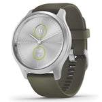 Garmin 010-02240-01 vivomove Hybrid Smartwatch (Style, Silver Aluminum Case with Moss Silicone Band)