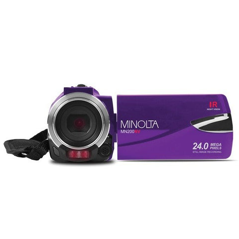 Minolta MN200NV-P MN200NV 1080p Full HD IR Night Vision Wi-Fi Camcorder (Purple)