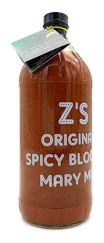 Zs Loaded Bloody Mary Mix Spicy 32oz (1 Pack) | Whole Food Small Batch Cocktail Mix | All Natural, No Sugar, No MSG, Thick, Vegan, Mouth Watering One Of A Kind Drink Mix
