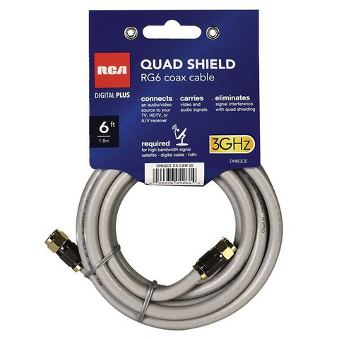 RCA DH6QCE RG6 Quad-Shield Coax Cable, 6 Ft.