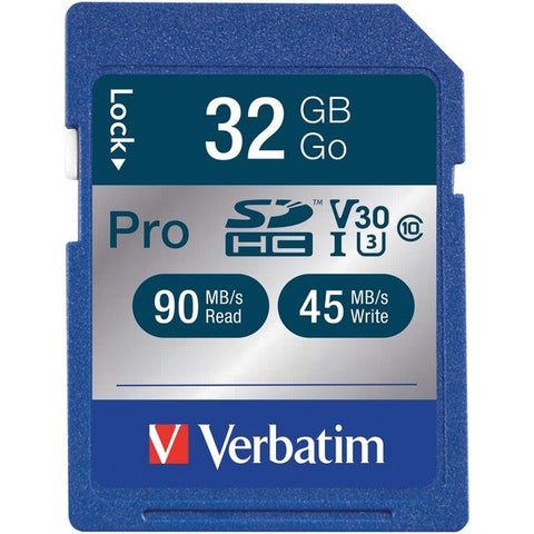 Verbatim 98047 Pro 600x 32-GB SDHC Memory Card, UHS-I V30 Class 10, 98047