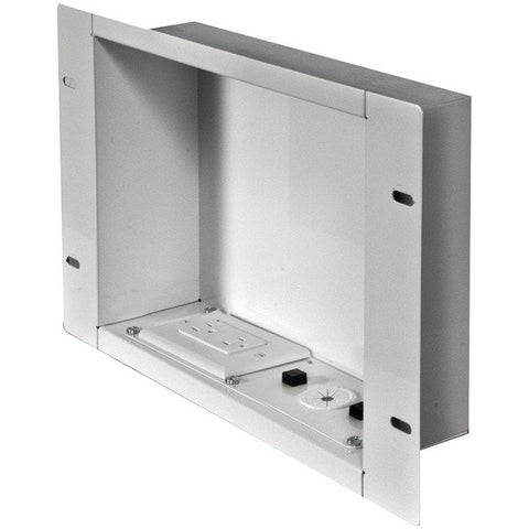 Peerless-AV IBA2AC-W In-Wall Recessed Cable Management and Power Storage Accessory Box with Power Outlet