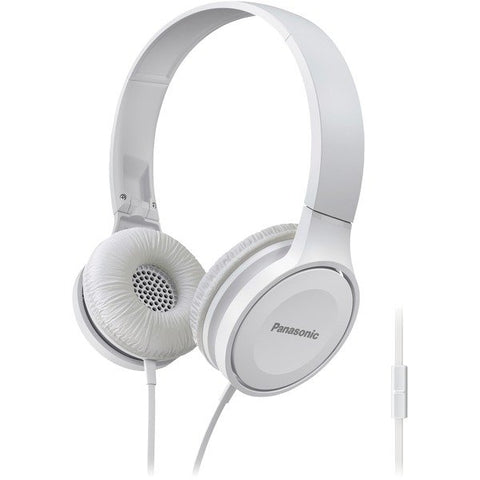 Panasonic RP-HF100M-W Lightweight On-Ear Headphones with Microphone (White)