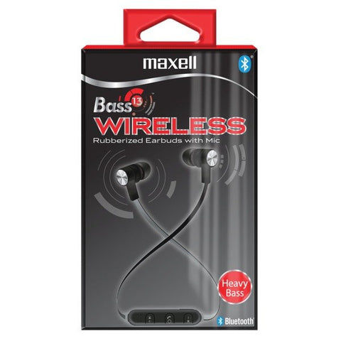Maxell 199745 Bass 13 On-Ear Bluetooth Earbuds with Microphone, Black