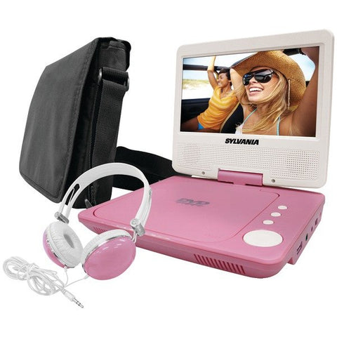 SYLVANIA SDVD7060-COMBO-PINK 7" Swivel-Screen Portable DVD Player Bundle (Pink)