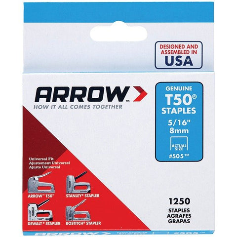 Arrow 50524 T50 Staples, 1,250 Pack (5/16 In.)