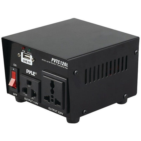 Pyle PVTC120U Step Up and Step Down Voltage Converter Transformer with USB Charging Port (100-Watt)