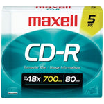 Maxell 648220 CD-R 48x 700 MB/80-Minute Blank Discs (5 Pack)