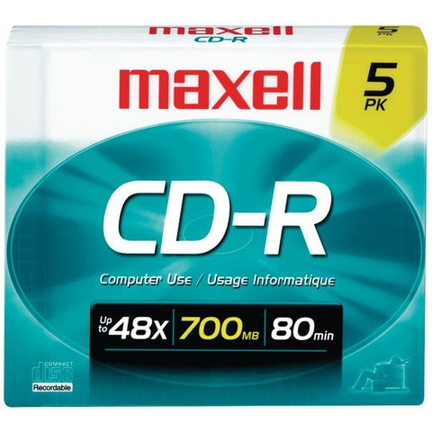 Maxell 648220 CD-R 48x 700 MB/80-Minute Blank Discs (5 Pack)