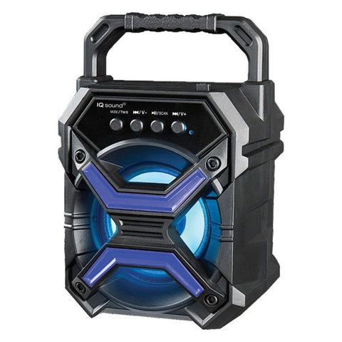 IQ Sound IQ-1573BT - Blue 3-Inch 5-Watt Portable Bluetooth TWS Rechargeable Portable Speaker (Black with Blue Accents)