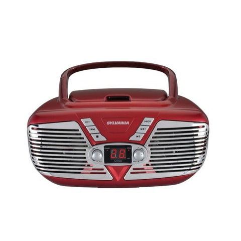 SYLVANIA SRCD211-RED Retro Portable CD Radio Boombox (Red)