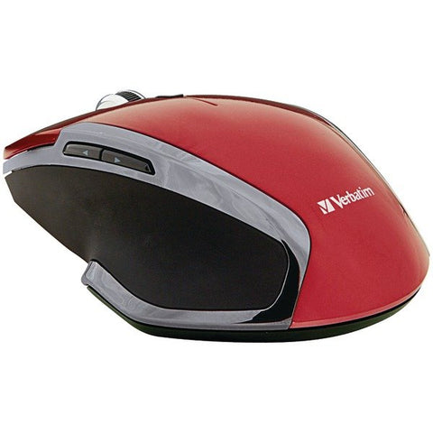 Verbatim 99018 Cordless Blue-LED Deluxe Notebook Mouse, Ergonomic, 6 Buttons, 2.4 GHz (Red)