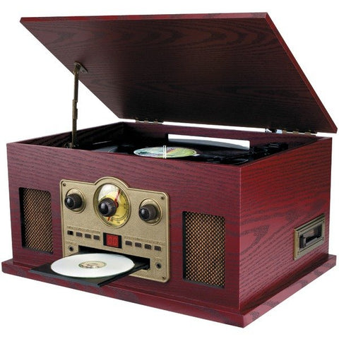 SYLVANIA SRCD838 Nostalgia 5-in-1 Turntable/CD/Radio/Cassette Player with Auxiliary Input