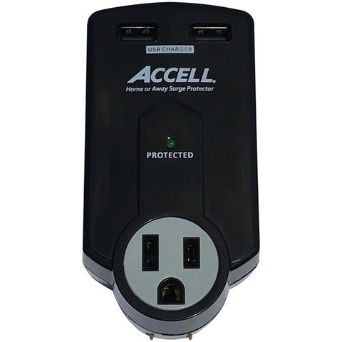 Accell D080B-011K Home or Away Power Station 3-Outlet Travel Surge Protector (Black)