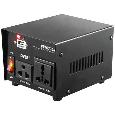 Pyle PVTC320U Step Up and Step Down Voltage Converter Transformer with USB Charging Port (500-Watt)