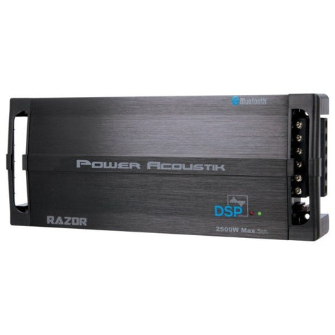 Power Acoustik RZ5-2500DSP Razor Series RZ5-2500DSP 2,500-Watt-Max 5-Channel Class D Amp with DSP, Bluetooth, and Remote Gain Control