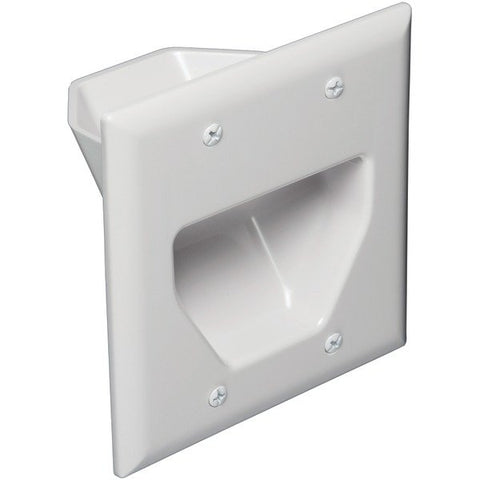 DataComm Electronics 45-0002-WH 2-Gang Recessed Low-Voltage Cable Plate, White