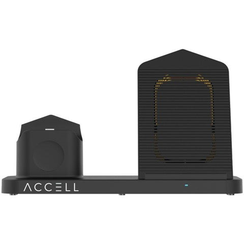 Accell D233B-001B 3-in-1 Fast-Wireless Wireless Charging Station for iPhone, Android Smartphones, Apple Watch 6/5/4/3/2, and AirPods 1/2/Pro (Black)