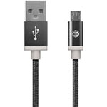 AT&T MC05-BLK Charge and Sync Braided USB to Micro USB Cable, 5 Ft., Black