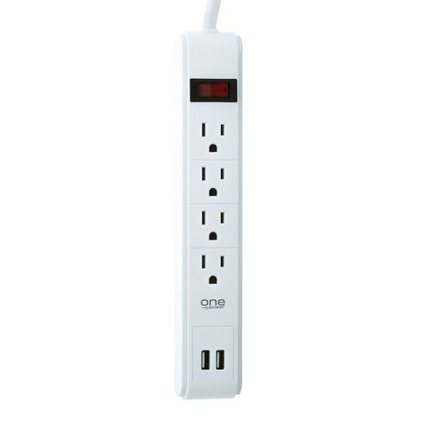 ONE Power PSS421 4-Outlet Surge Protection Power Strip with 2 USB Ports