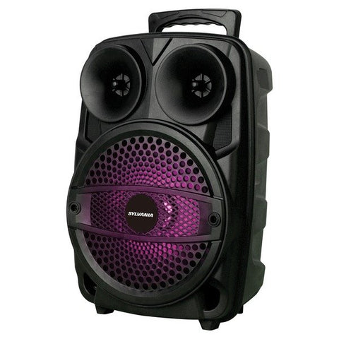 SYLVANIA SP740-C 8-Inch 15-Watt Bluetooth Tailgate Speaker with FM Radio, LED Lighting, and Microphone